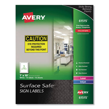 Avery® Surface Safe Removable Label Safety Signs, Inkjet-laser Printers, 7 X 10, White, 15-pack freeshipping - TVN Wholesale